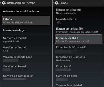 Encontrar el IMEI en los ajustes de los móviles Android