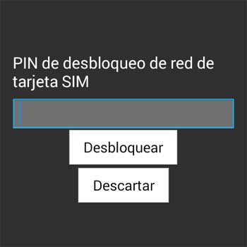 Mensaje de solicitud de Pin de desbloqueo de red