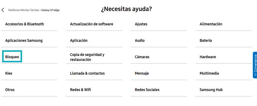 Seleccionar bloqueo