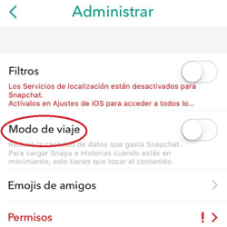 Habilitar el modo de viaje